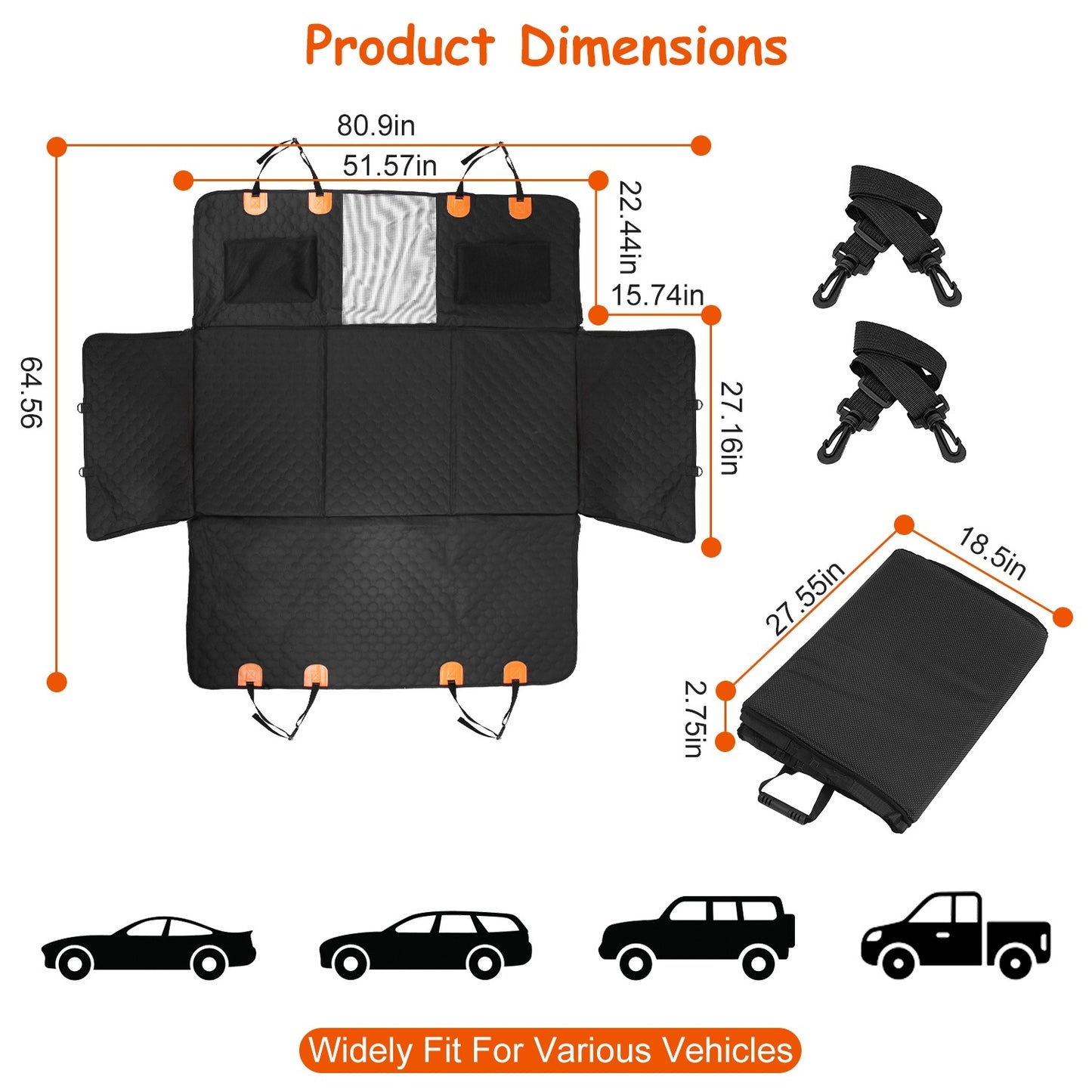 Dog Car Back Seat Cover – Waterproof 600D Oxford Car Seat Protector with Mesh Window