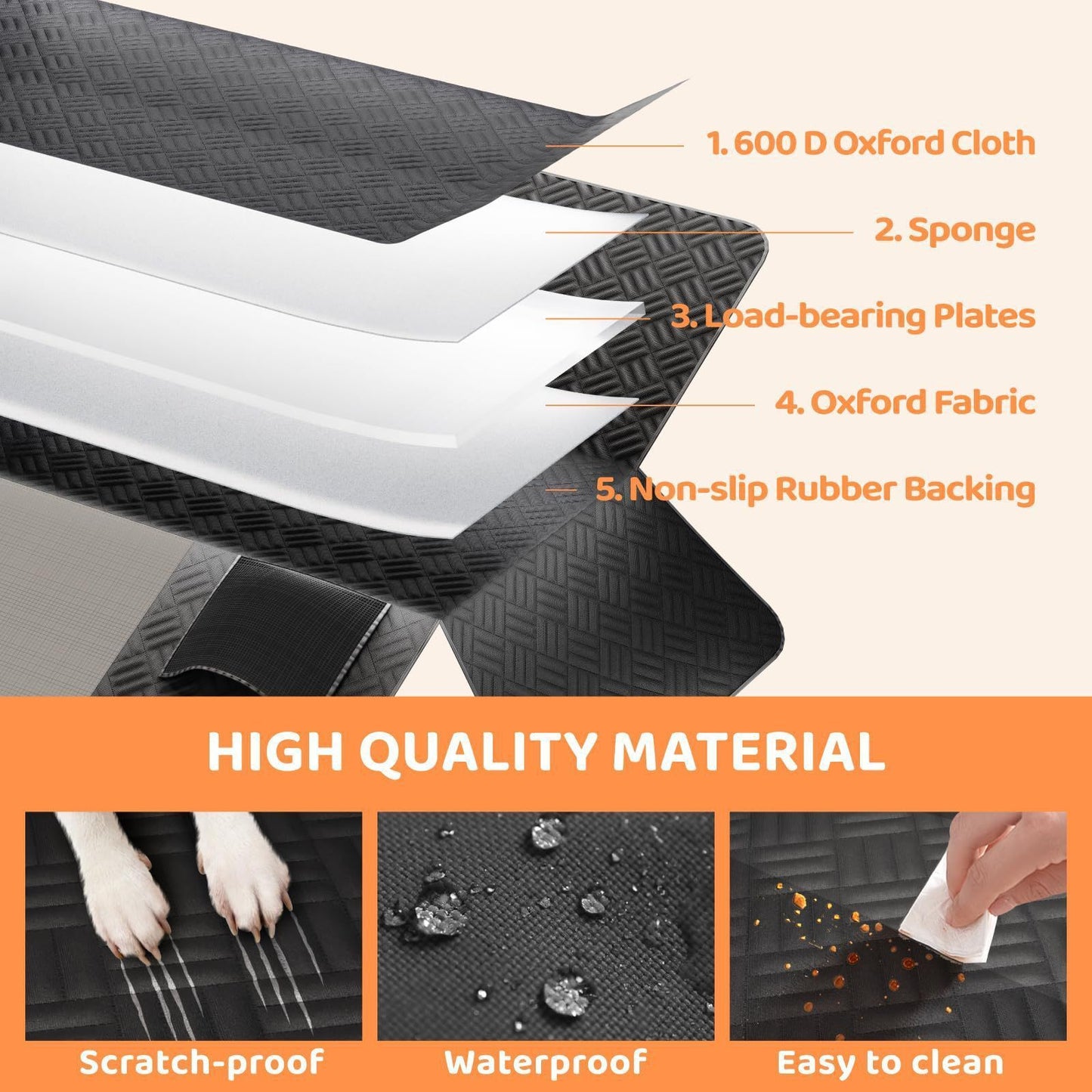 Car Pet Seat Cover – Waterproof Rear Seat Mat for Dogs, Nonslip & Scratch-Resistant