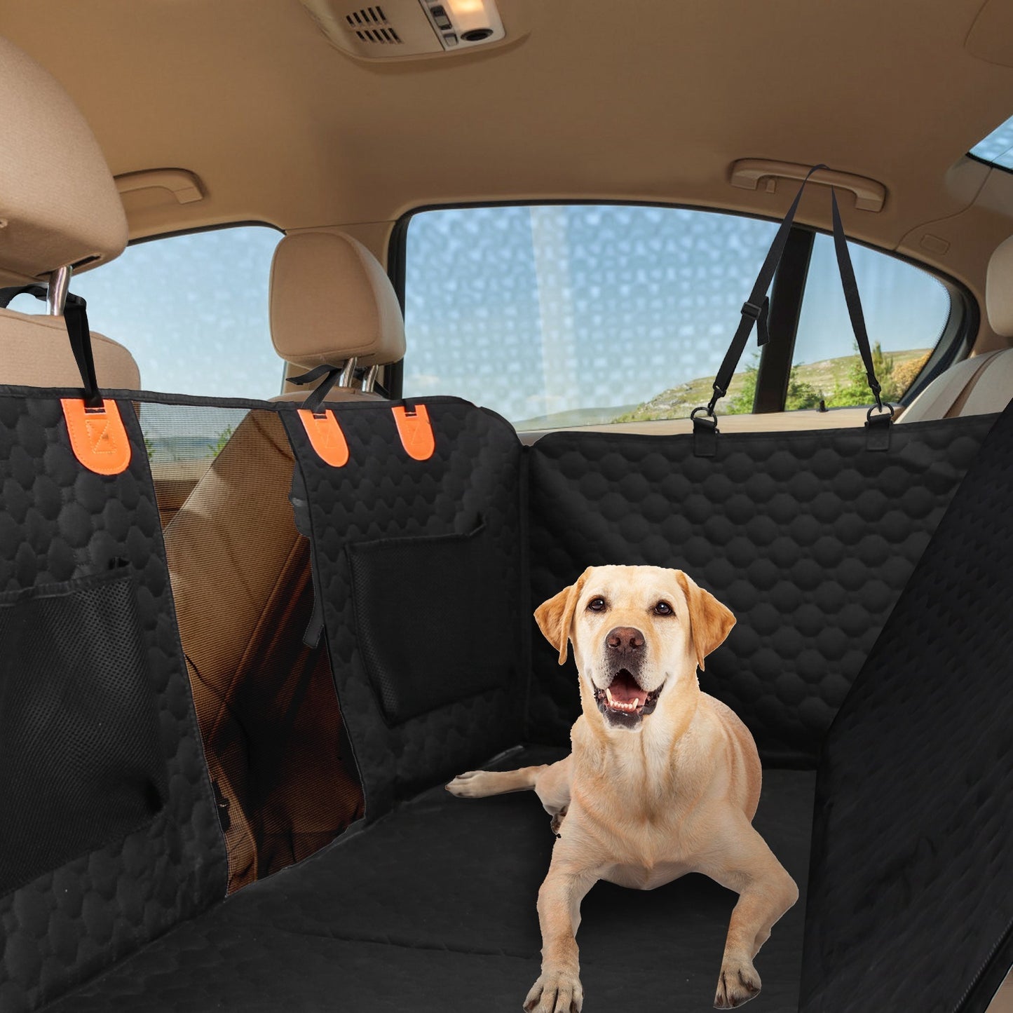 Dog Car Back Seat Cover – Waterproof 600D Oxford Car Seat Protector with Mesh Window