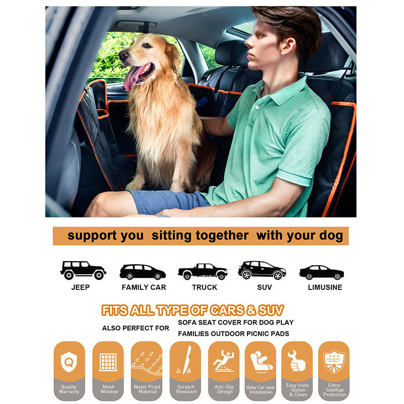 Waterproof Dog Car Seat Cover – Rear Backseat Pet Mat, Nonslip & Scratch-Resistant