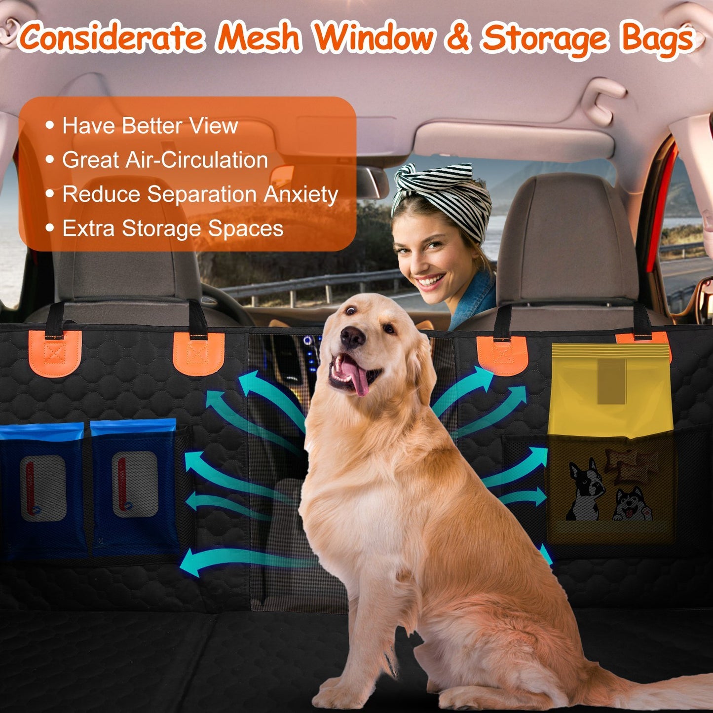 Dog Car Back Seat Cover – Waterproof 600D Oxford Car Seat Protector with Mesh Window