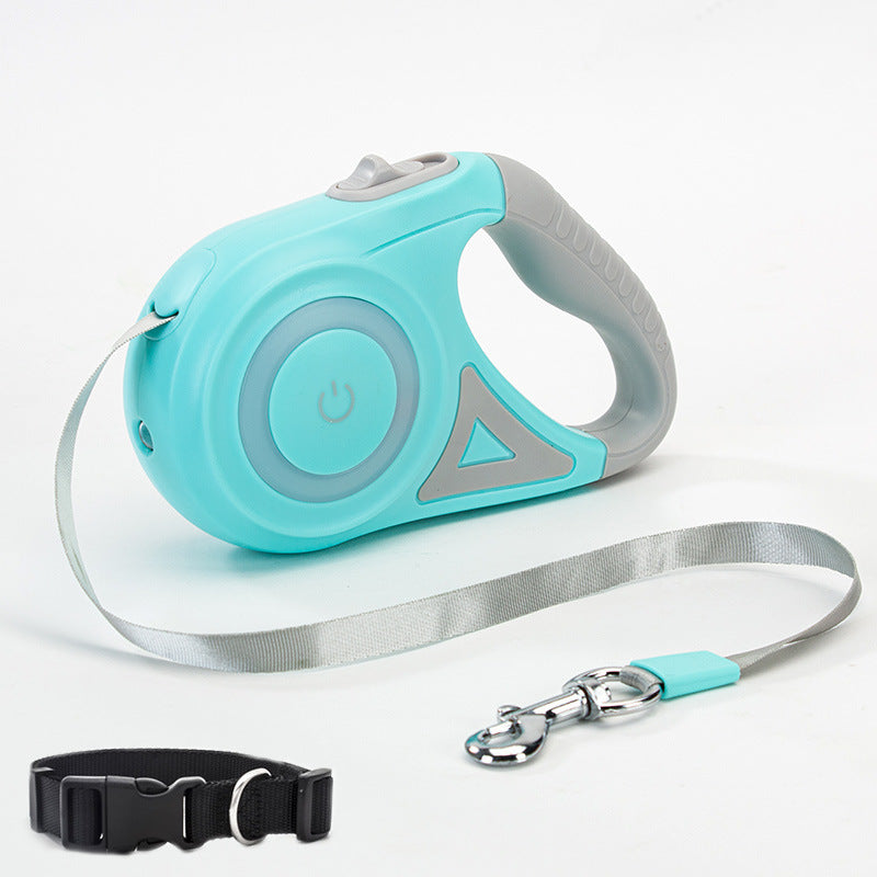 Retractable Dog Leash with Collar – Automatic Lock & Spotlight for Small & Medium Pets