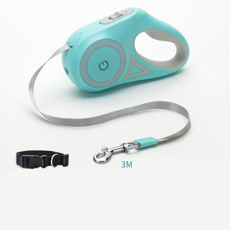 Retractable Dog Leash with Collar – Automatic Lock & Spotlight for Small & Medium Pets