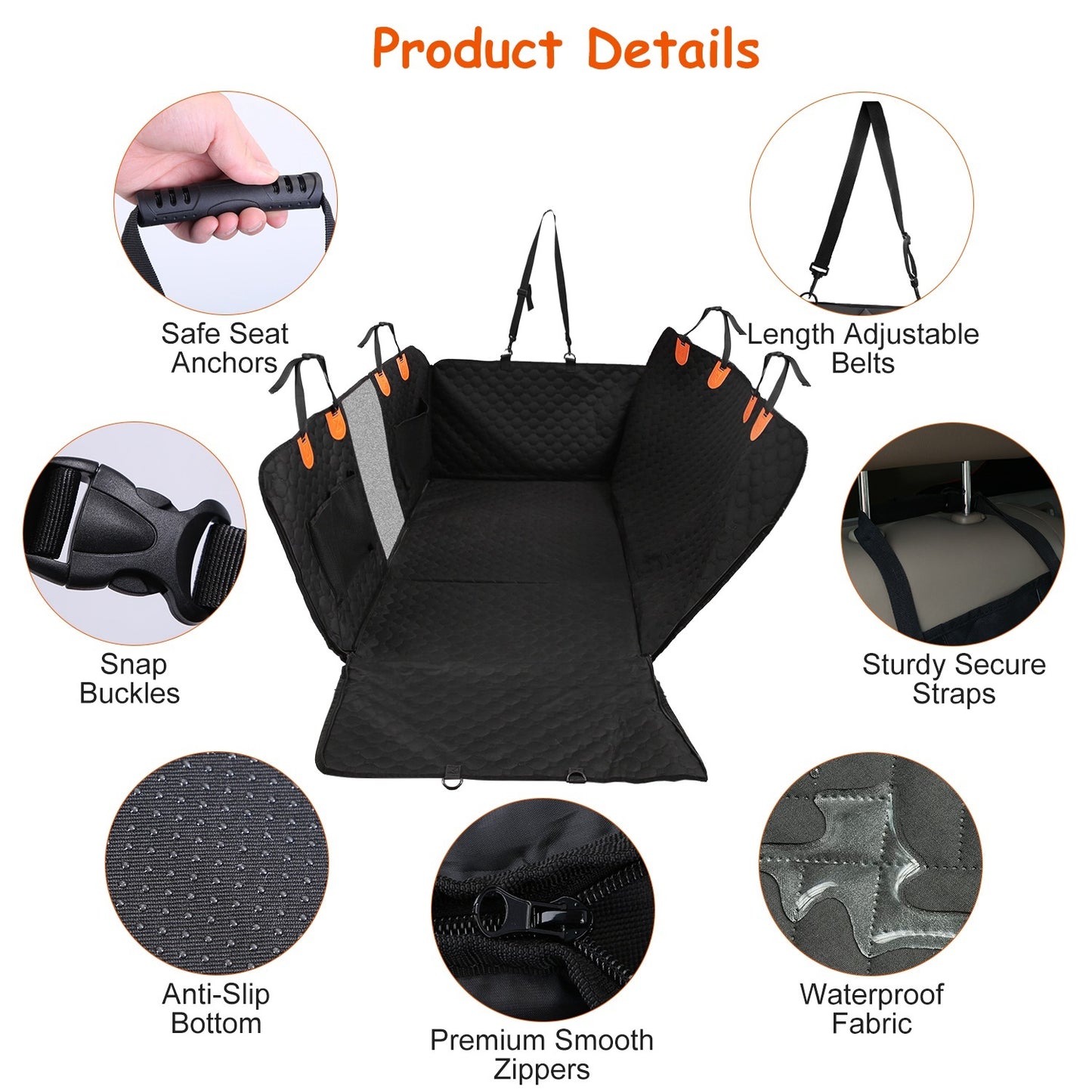 Dog Car Back Seat Cover – Waterproof 600D Oxford Car Seat Protector with Mesh Window