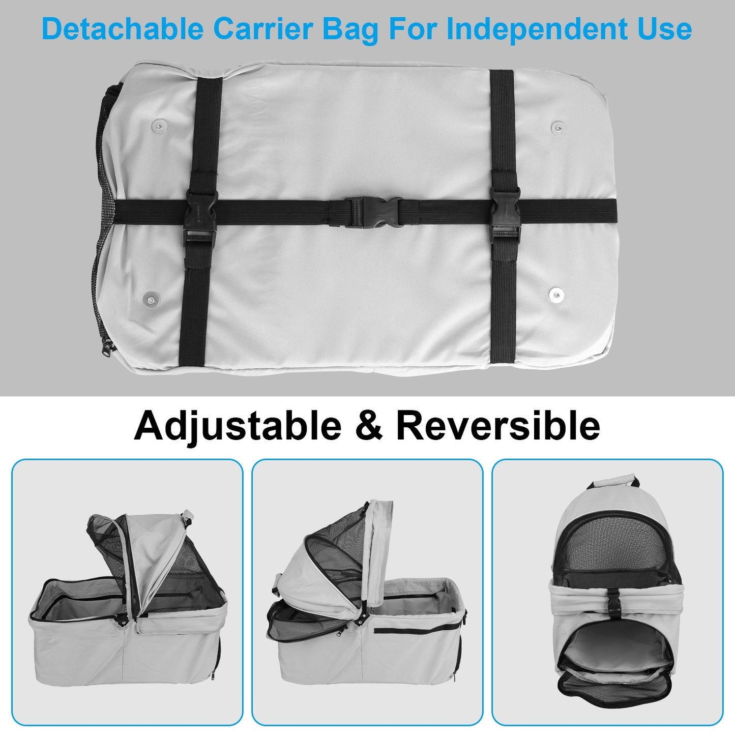 4-Wheel Foldable Pet Stroller with Removable Carrier & Storage – Dog & Cat Travel Jogger