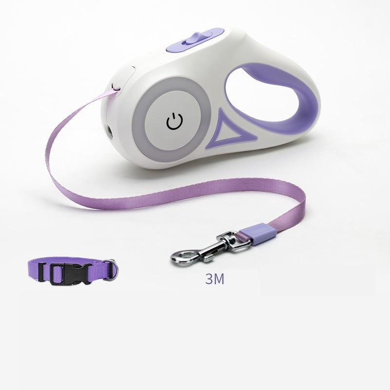 Retractable Dog Leash with Collar – Automatic Lock & Spotlight for Small & Medium Pets