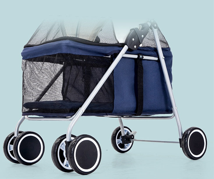 Lightweight Foldable Pet Stroller – Dog, Cat & Rabbit Travel Trolley with Easy Setup