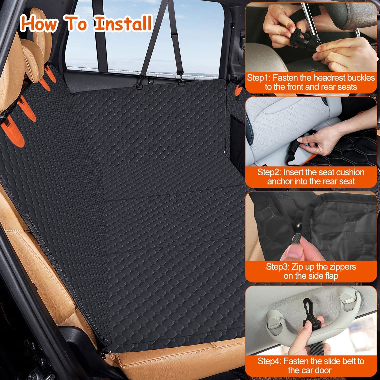 Dog Car Back Seat Cover – Waterproof 600D Oxford Car Seat Protector with Mesh Window