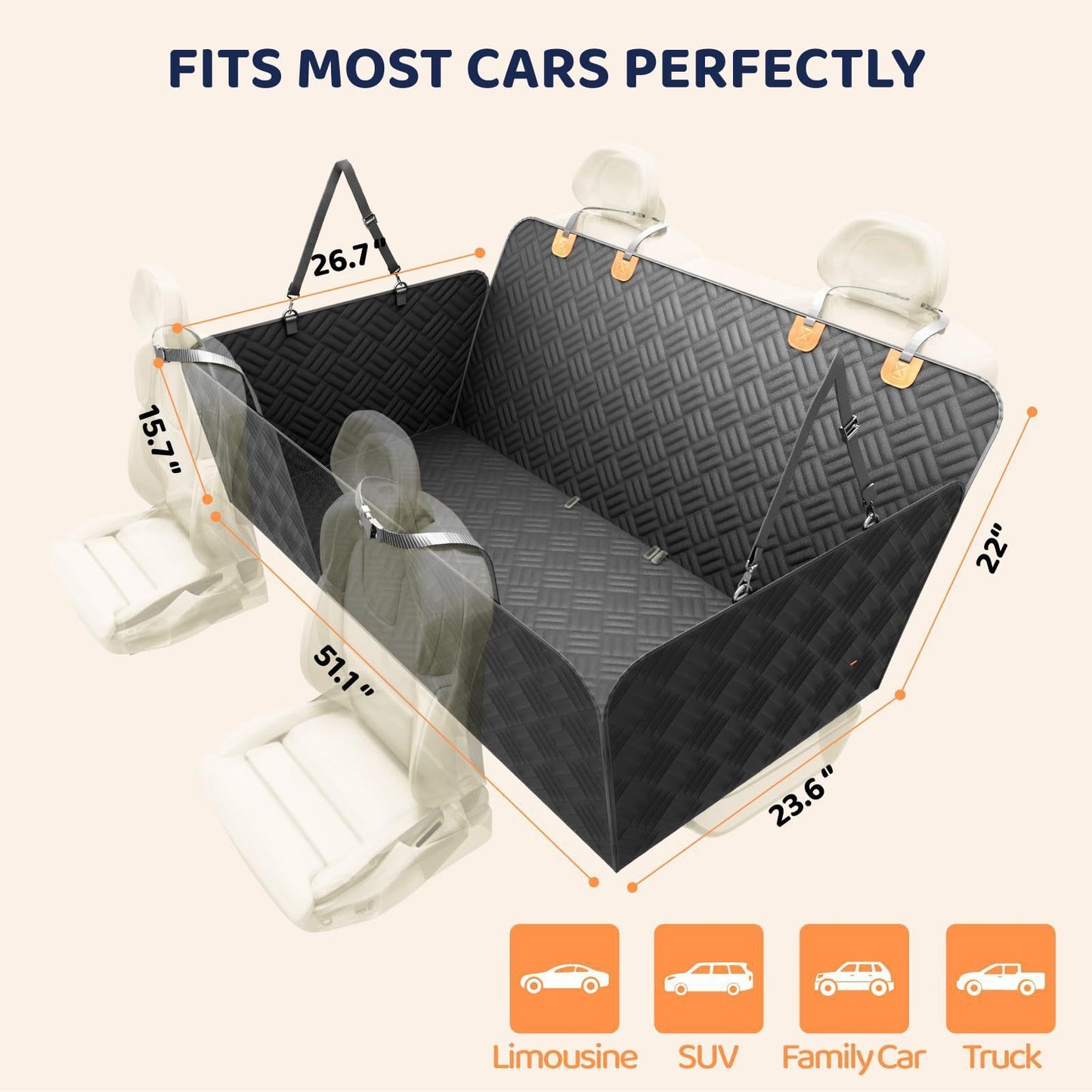 Car Pet Seat Cover – Waterproof Rear Seat Mat for Dogs, Nonslip & Scratch-Resistant
