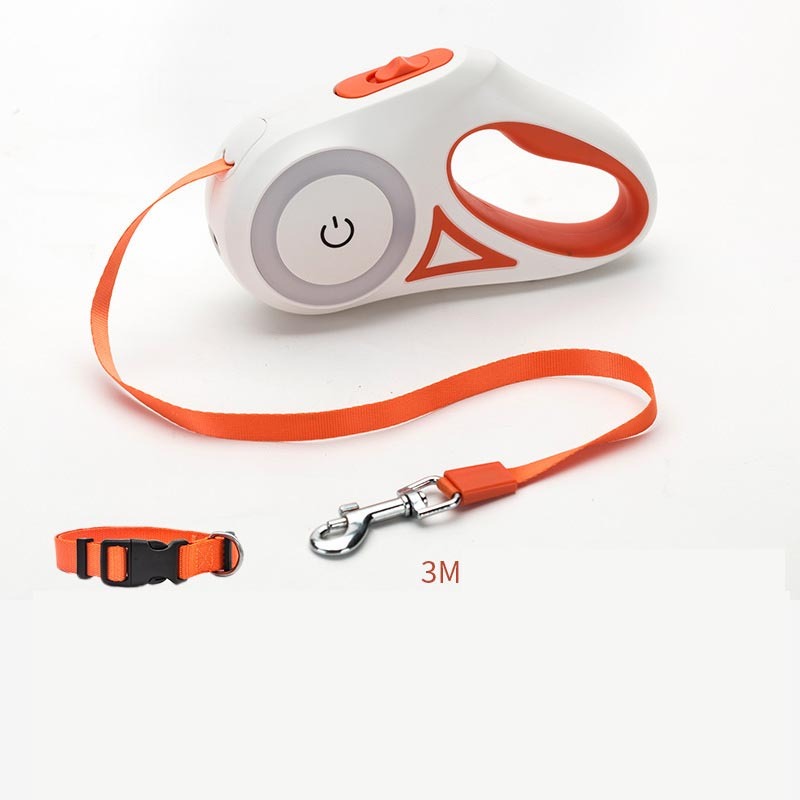 Retractable Dog Leash with Collar – Automatic Lock & Spotlight for Small & Medium Pets
