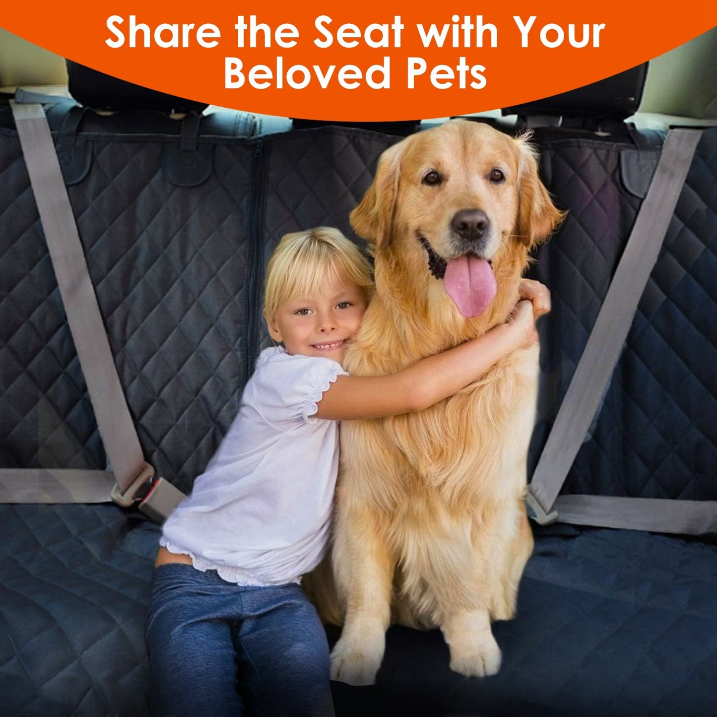 Waterproof Dog Car Seat Cover with Seat Belt – Scratchproof Rear Protector for Car/SUV/Truck