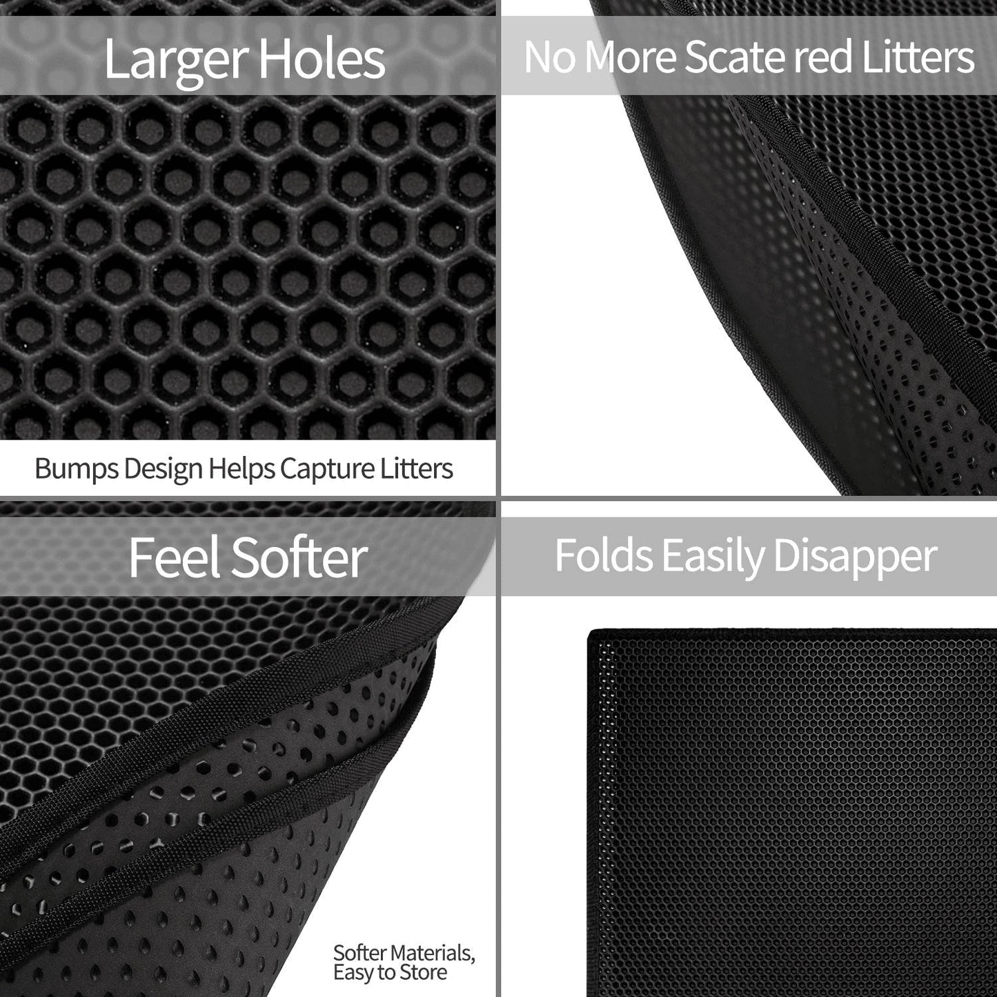 Kitty Cat Litter Mat – Honeycomb Double-Layer Waterproof Non-Slip EVA Pad (24x15 in)