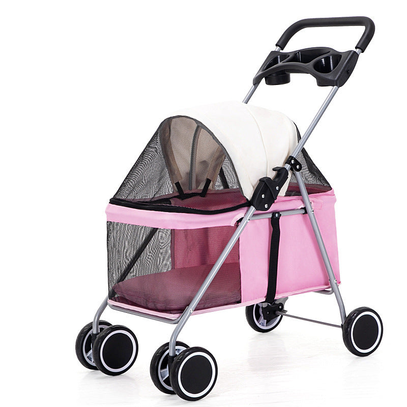 Lightweight Foldable Pet Stroller – Dog, Cat & Rabbit Travel Trolley with Easy Setup