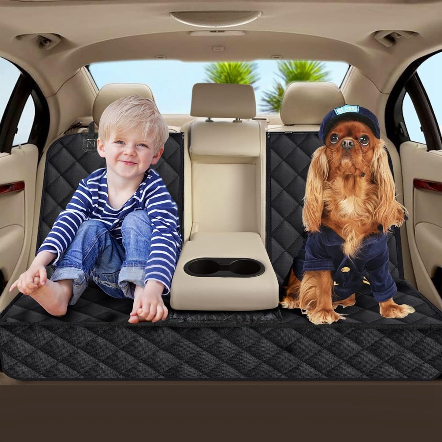 Waterproof Dog Car Seat Cover with Seat Belt – Scratchproof Rear Protector for Car/SUV/Truck