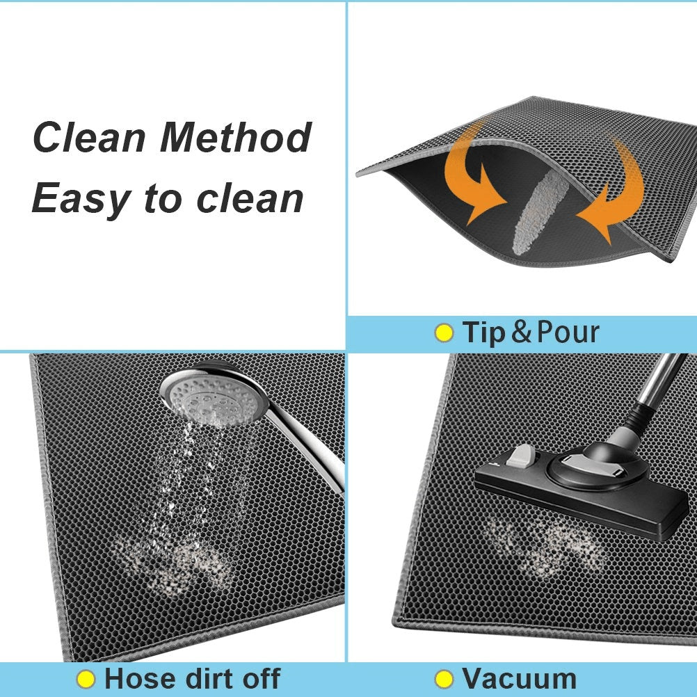 Kitty Cat Litter Mat – Honeycomb Double-Layer Waterproof Non-Slip EVA Pad (24x15 in)