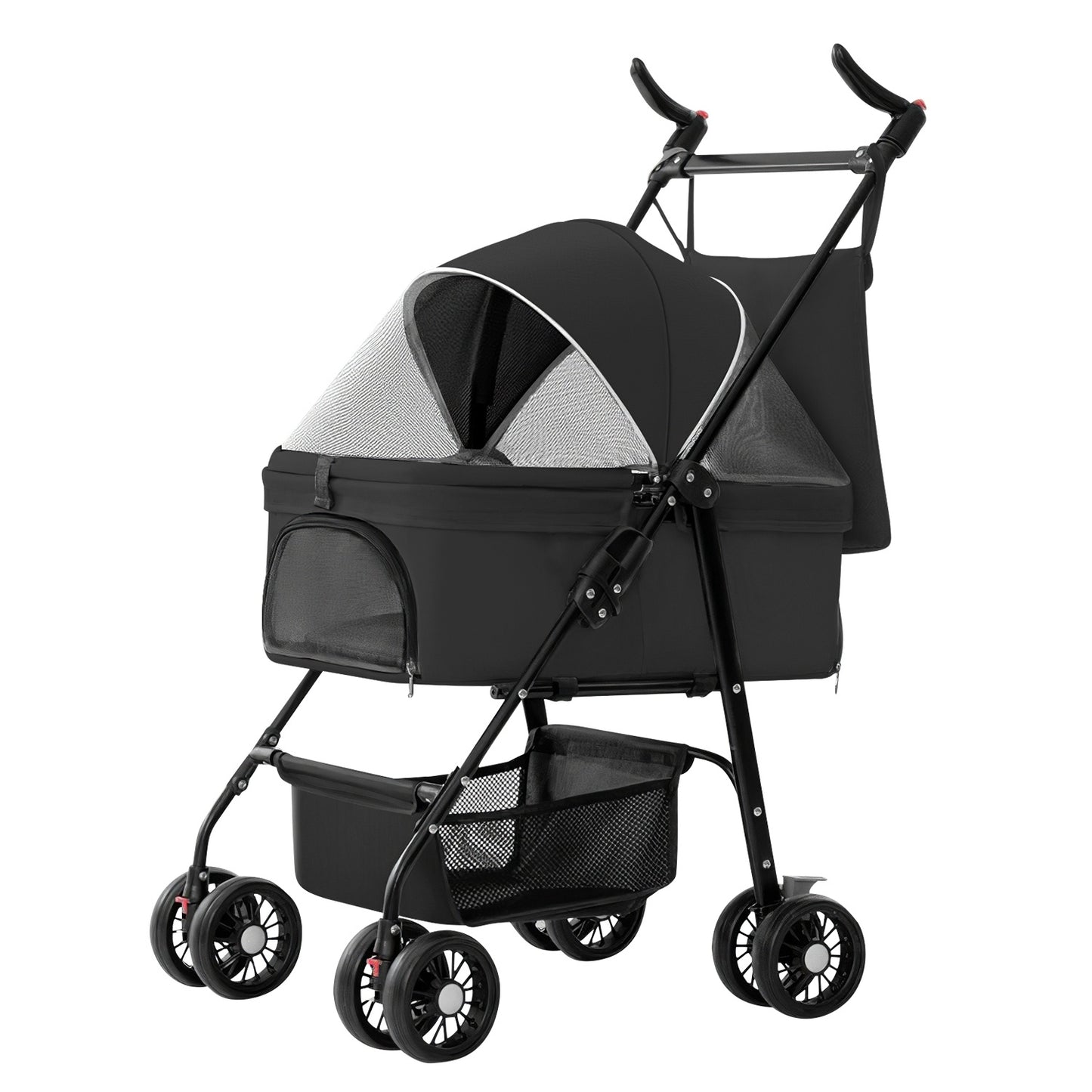4-Wheel Foldable Pet Stroller with Removable Carrier & Storage – Dog & Cat Travel Jogger
