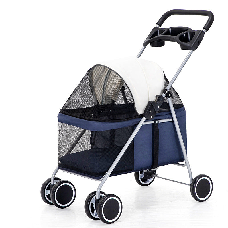 Lightweight Foldable Pet Stroller – Dog, Cat & Rabbit Travel Trolley with Easy Setup