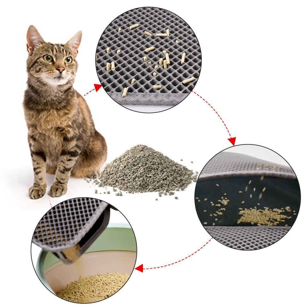 Kitty Cat Litter Mat – Honeycomb Double-Layer Waterproof Non-Slip EVA Pad (24x15 in)