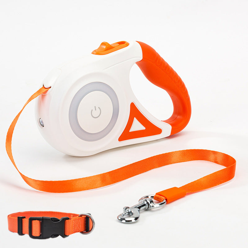 Retractable Dog Leash with Collar – Automatic Lock & Spotlight for Small & Medium Pets