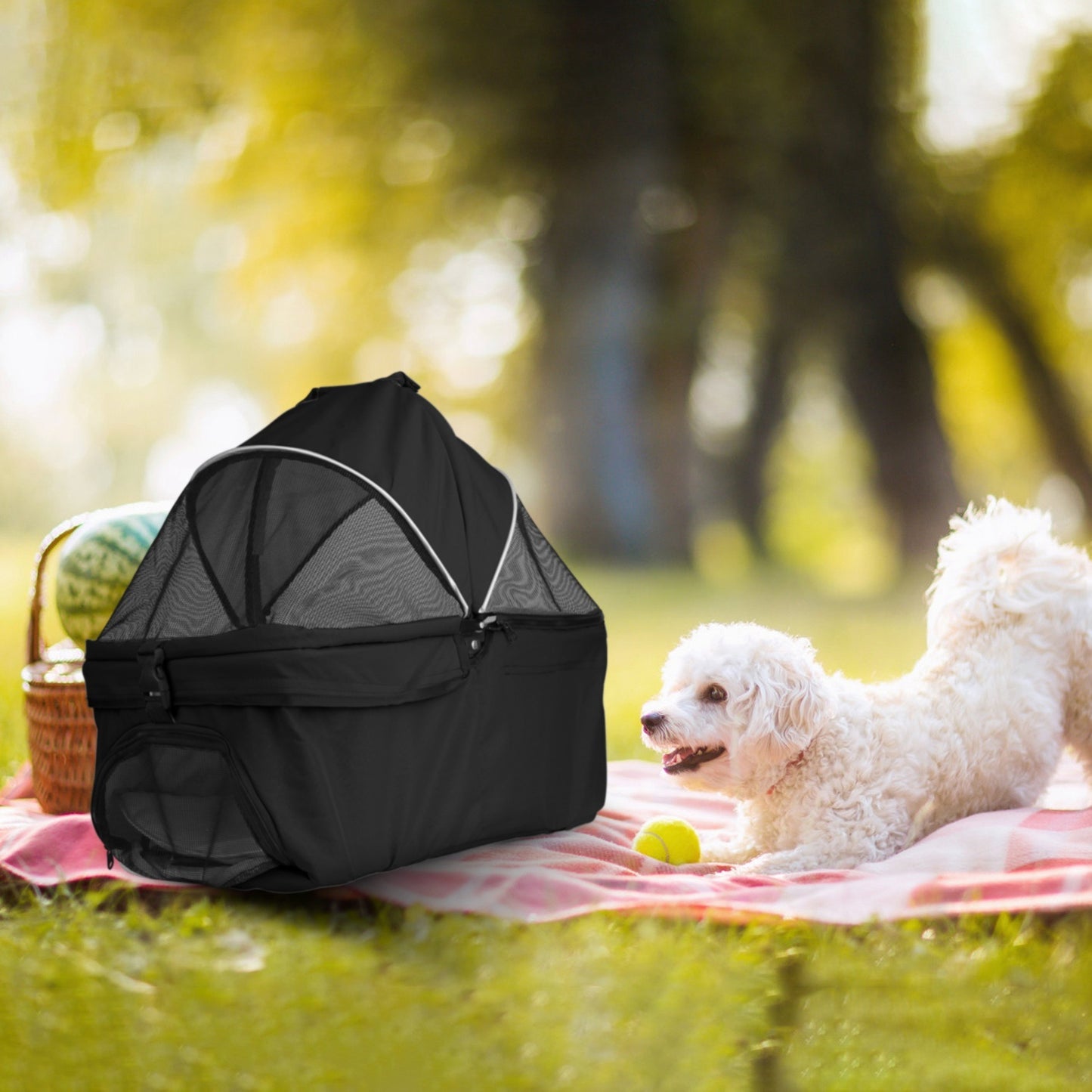 4-Wheel Foldable Pet Stroller with Removable Carrier & Storage – Dog & Cat Travel Jogger