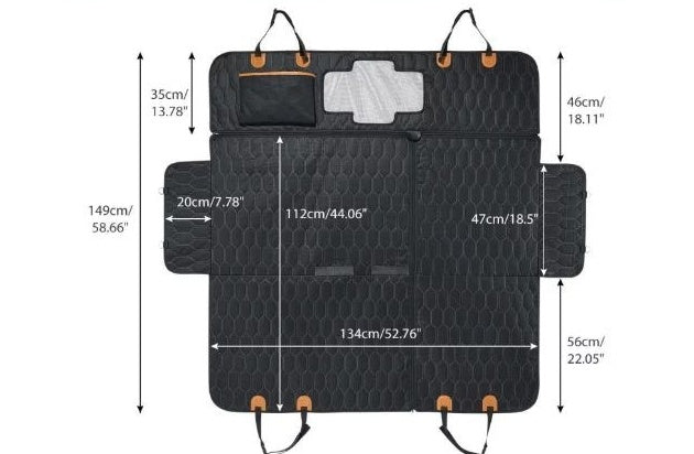 Three-in-One Dog & Cat Car Seat Cover – Waterproof, Machine Washable Travel Mat