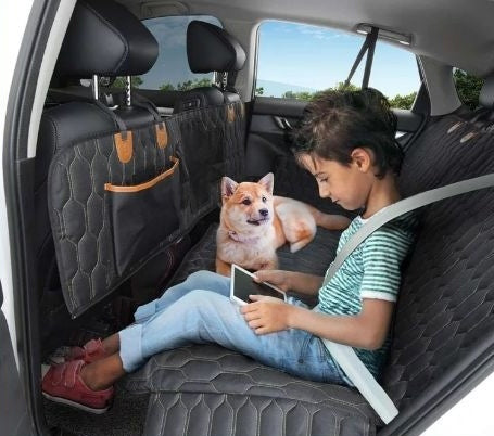 Three-in-One Dog & Cat Car Seat Cover – Waterproof, Machine Washable Travel Mat