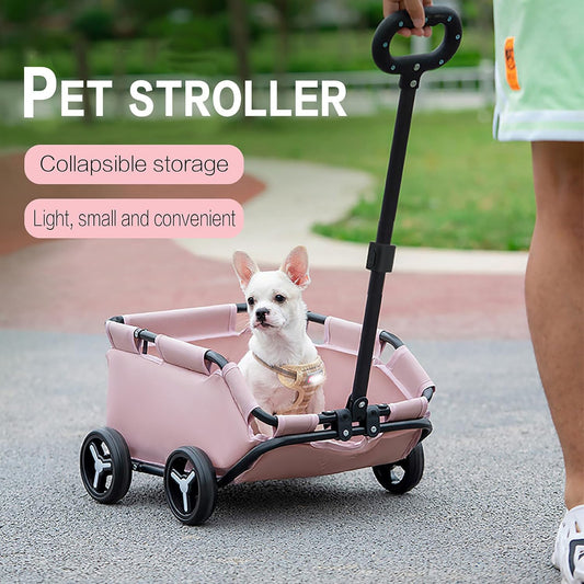 Portable Foldable Pet Stroller – Dog & Cat Travel Trolley with Storage