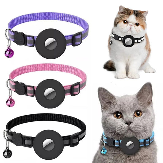 Reflective Airtag Pet Collar – Waterproof Nylon Dog & Cat Collar with Holder