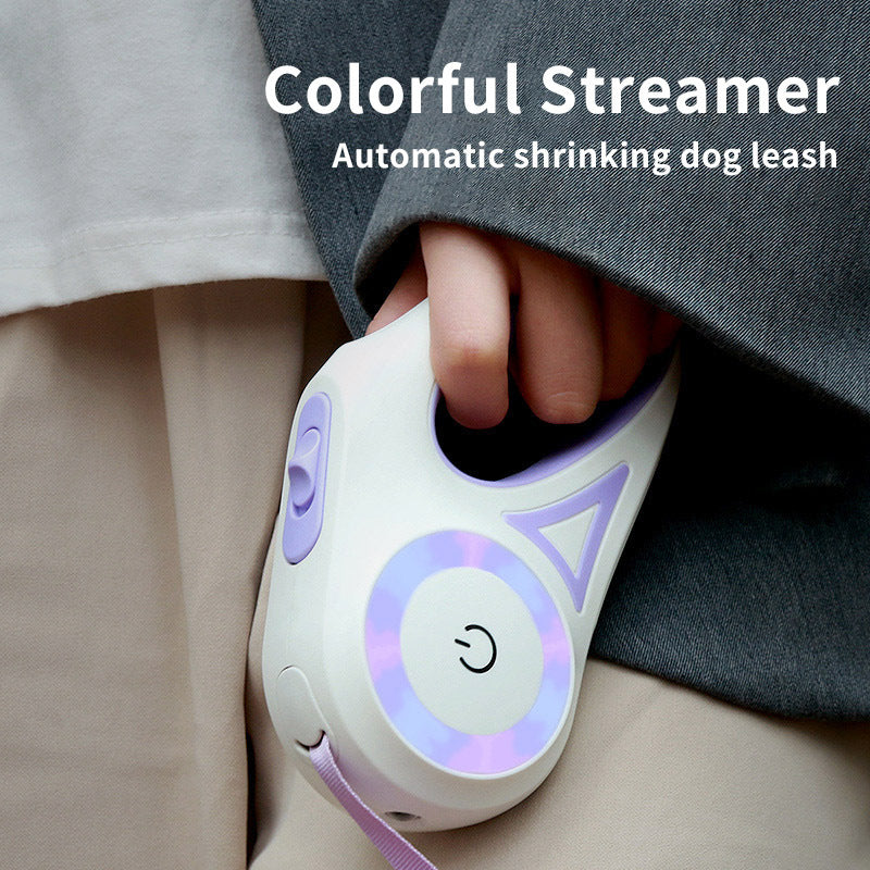 Retractable Dog Leash with Collar – Automatic Lock & Spotlight for Small & Medium Pets