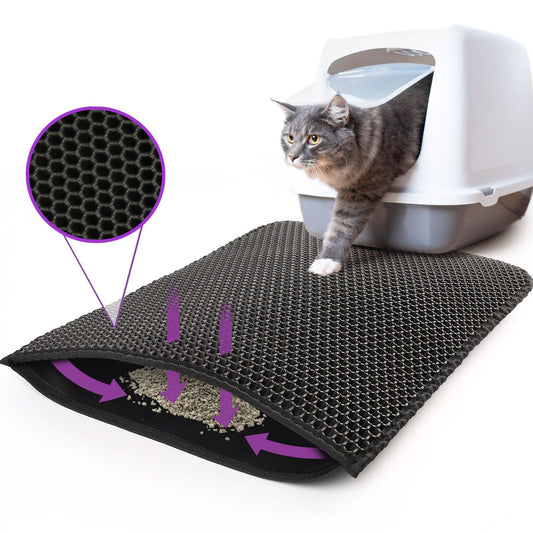 Kitty Cat Litter Mat – Honeycomb Double-Layer Waterproof Non-Slip EVA Pad (24x15 in)