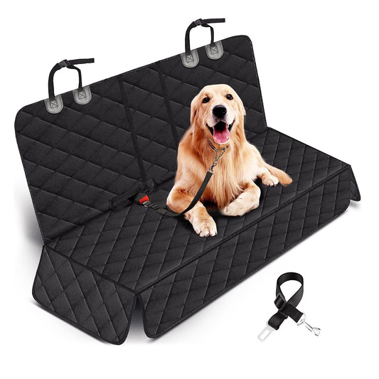 Waterproof Dog Car Seat Cover with Seat Belt – Scratchproof Rear Protector for Car/SUV/Truck